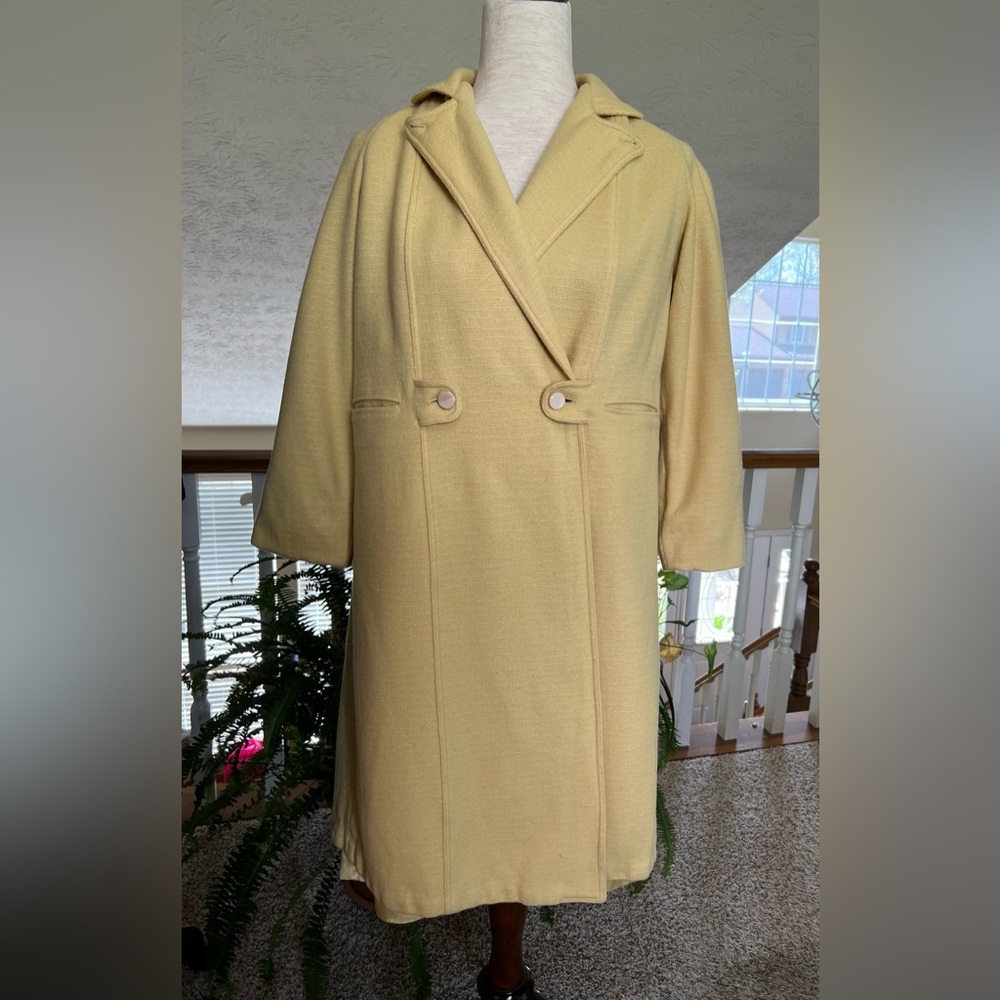 Vintage 1950s Yellow Wool Coat Gastwirth for J.L. Hudson Girls Modern Size S/M